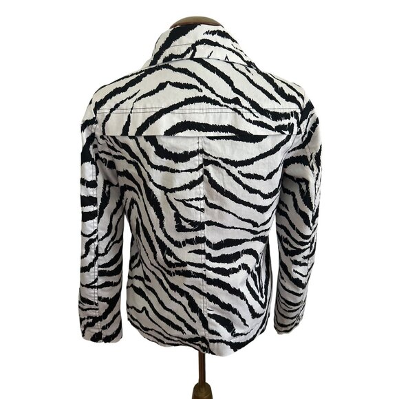 Studio Works Black & White Zebra Print Jacket With Pockets & Zipper Front - S - Picture 3 of 6